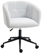 HOMCOM Εργονομική καρέκλα γραφείου με βελούδινη επένδυση, σχεδιασμός μπανιέρας, περιστρεφόμενη καρέκλα γραφείου, ατσάλινη βάση, κρεμ+μαύρο