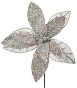 Χριστουγεννιάτικο Κλαδί Αλεξανδρινό Ασημί-Λευκό Glitter Φ34x41εκ. iliadis 90654