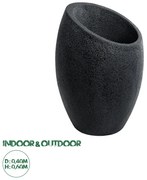 20732 GloboStar®  Artificial Garden MESTRE 20732 Επιδαπέδιο Πολυεστερικό Τσιμεντένιο Κασπώ Γλάστρα - Flower Pot Μαύρο Φ40 x Υ60cm
