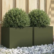 vidaXL Ζαρντινιέρες 2 τεμ. Πράσινες 32x30x29 εκ. Χάλυβας Ψυχρής Έλασης