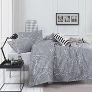 Σεντόνια Premium 5003 (Σετ 3τμχ) Grey Anna Riska Μονό 160x260cm 100% Cotton