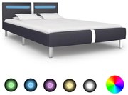 vidaXL Πλαίσιο Κρεβατιού με LED Μαύρο 140x200 εκ. από Συνθετικό Δέρμα