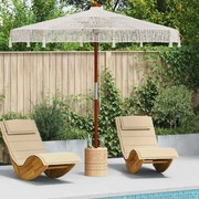 vidaXL Ομπρέλα ηλίου Κρεμ (250-255) x 250 εκ Βαμβάκι και συμπαγές ξύλο