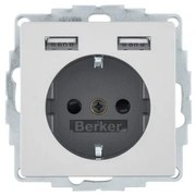 Πρίζα Σούκο με 2xUSB Αλουμίνιο Berker 48036084 Hager 48036084 Αλουμίνιο