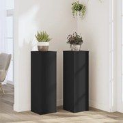 vidaXL Βάσεις Φυτών 2 τεμ. Μαύρες 25x25x80 εκ. από Επεξεργασμένο Ξύλο