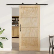 vidaXL Σετ Συρόμενης Πόρτας Χειροκίνητος Φυσικό και μαύρο 93 x 202 cm