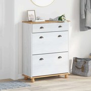 vidaXL Ντουλάπα Παπουτσιών Λευκό 85 x 35 x 108 εκ Μασίφ ξύλο πεύκου