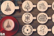 Σετ των 2 Intra απο ξύλο plywood 3mm-4mm πάχος Χριστουγεννιάτικου Stencil Δίασταση 15x15 cm INTRAFABR-108529671