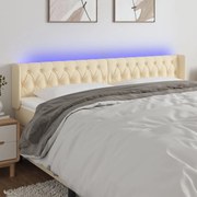 vidaXL Κεφαλάρι Κρεβατιού LED Κρεμ 203x16x78/88 εκ. Υφασμάτινο