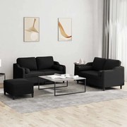 vidaXL Πολυθρόνες Σετ 3 Τεμ. Μαύρες από Ύφασμα Μικροϊνών με Μαξιλάρια