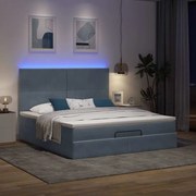 vidaXL Οθωμανικό κρεβάτι με στρώματα &amp; LEDs Σκούρο γκρι Velvet