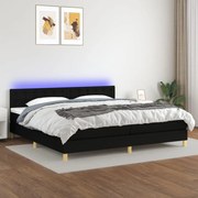 Κρεβάτι Boxspring με Στρώμα & LED Μαύρο 200x200 εκ. Υφασμάτινο