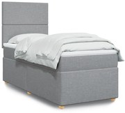 Κρεβάτι Boxspring με Στρώμα Ανοιχτό Γκρι 80x200 εκ. Υφασμάτινο - Γκρι