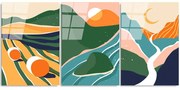 Πίνακας Γυάλινος (Σετ 3Τμχ) 123BZM2440 45x65cm Multi Wallity Κάθετοι Γυαλί