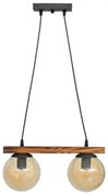 Κρεμαστό Φωτιστικό Οροφής Ράγα R-600 CABLE 2L WOOD 30-0072 Heronia-30-0072-Μπρονζέ 30-0072