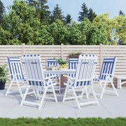 Μαξιλάρια Καρέκλας με Πλάτη 6 τεμ. Μπλε&Λευκά Ριγέ Υφ. Oxford