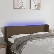 vidaXL Κεφαλάρι Κρεβατιού LED Σκούρο Καφέ 147x16x78/88 εκ. Υφασμάτινο