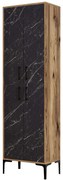 Παπουτσοθήκη Berlin 845HCT4106 60x35x200cm Marble Effect Black-Walnut Μοριοσανίδα, Μέταλλο