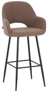 Intrahome Σκαμπό μπαρ Renish Intrahome μπουκλέ ύφασμα σε cappuccino απόχρωση με μαύρα μεταλλικά πόδια 51x57x114εκ | SKU: INTRAPA-130111303