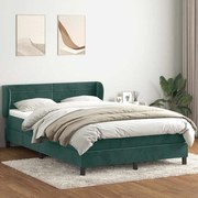 Κρεβάτι Boxspring με Στρώμα Σκούρο Πράσινο 140x210εκ. Βελούδινο - Πράσινο