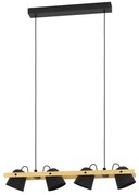 Έξυπνο Κρεμαστό Φωτιστικό Οροφής Σποτ 4xLED 3,7W Μαύρο Ξύλο RGB TW 3CCT Dimmable Hornwood-Z 900882 Eglo-900883-Μαύρο 900883