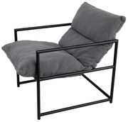 Artekko Bronya Μαύρη Μεταλλική Πολυθρόνα με Γκρι Υφασμάτινο Μαξιλάρι (67x63x62)cm Artekko 83625