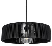 KYCLOS 203-0046 Boho Κρεμαστό Φωτιστικό Καπέλο Μονόφωτο 1 x E27 IP20 Μαύρο Rattan-M55 x Π55 x Υ20cm Globostar 203-0046 Μαύρο