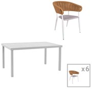 Τραπεζαρία Kliton-Raven σετ 7τεμ αλουμίνιο σε λευκή απόχρωση 150x80x74εκ 150x80x74 εκ.