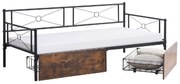ΚΡΕΒΑΤΙ-ΚΑΝΑΠΕΣ BERNIE HM21120.01 ΜΑΥΡΟΣ ΜΕΤΑΛ. ΣΚΕΛΕΤΟΣ &amp; 2 ΣΥΡΤΑΡΙΑ- ΓΙΑ 190x90εκ.