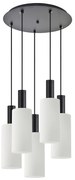 SE21-BL-4-5BL-GL3 ADEPT TUBE Black Pendant White Glass+