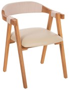 Πολυθρόνα Rimini Ξύλο Teak Φυσικό-Μπεζ Σχοινί &amp; PU Κάθισμα 60x61x75,5Υεκ.