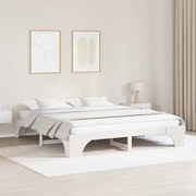 vidaXL Σκελετός Κρεβατιού Λευκό 207 x 207 x 30 εκ. Μασίφ ξύλο πεύκου