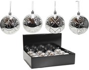 Χριστουγεννιάτικη Μπάλα Ασημί 80mm Σε 4 Σχέδια