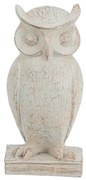 Artekko Owl Διακοσμητική Κουκουβάγια Ρητίνη Λευκή Πατίνα (15x13.5x30.5)cm - 72425