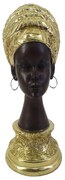 AFRICAN QUEEN DECO ΠΡΟΣΩΠΟ POLYRESIN ΧΡΥΣΟ ΜΑΥΡΟ 10x15xH26cm