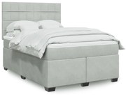 vidaXL Κρεβάτι Boxspring με Στρώμα Ανοιχτό Γκρι 140x200 εκ. Βελούδινο