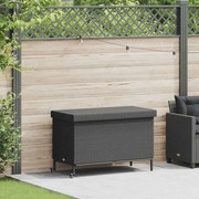vidaXL κουτί αποθήκευσης κήπου με ρόδες μαύρο 110x55x73 cm