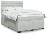 vidaXL Κρεβάτι Boxspring με Στρώμα Ανοιχτό Γκρι 140x190 εκ. Βελούδινο