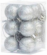 Σετ 12 τεμ. Χριστουγεννιάτικες Μπάλες Ασημί Glitter 2.5cm 236556
