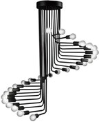 01024 GloboStar®  STAIRS 01024 Μοντέρνο Φωτιστικό Οροφής Πλέγμα Πολύφωτο 26 x E27 IP20 Μαύρο Μέταλλο - Μ80 x Π80 x Υ95cm