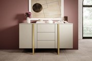 Μπουφές Vera S Μπεζ + Χρυσά Πόδια 150x87x45cm με 3 συρτάρια - BOG4589