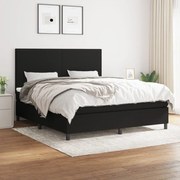 vidaXL Κρεβάτι Boxspring με Στρώμα Μαύρο 180x200 εκ. Υφασμάτινο