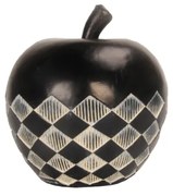 FRUIT BLACK 2 DECO ΜΗΛΟ POLYRESIN ΜΑΥΡΟ ΛΕΥΚΟ D12xH13,2cm - 020751