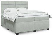 vidaXL Κρεβάτι Boxspring με Στρώμα Ανοιχτό Γκρι 200x200 εκ. Βελούδινο