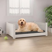 vidaXL Κρεβάτι Σκύλου άσπρο 75,5x55,5x28 εκ. από Μασίφ Ξύλο Πεύκου