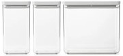 Κουτιά αποθήκευσης Brabantia Tasty+ Stackable 1008880, 2x1.6l+1x3.5l, BPA-free, Στεγανό κλείσιμο, Ανοιχτό γκρι