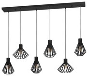 Φωτιστικό Οροφής - Ράγα Basidano 390126 142,5x37x150cm 6xE27 40W Black Eglo Steel
