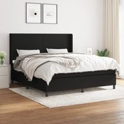 Κρεβάτι Boxspring με Στρώμα Μαύρο 160x200 εκ. Υφασμάτινο - Μαύρο