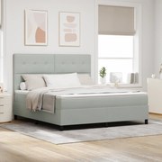 vidaXL Κρεβάτι Box Spring με Στρώμα Ανοιχτό Γκρι Super King Βελούδινο