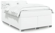 vidaXL Κρεβάτι Boxspring με Στρώμα Λευκό 160x200εκ.από Συνθετικό Δέρμα